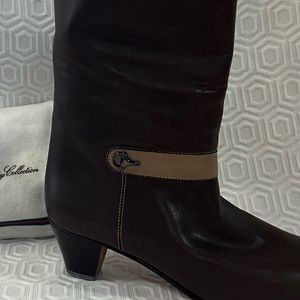 Vintage Gucci boots in brown and beige leather
